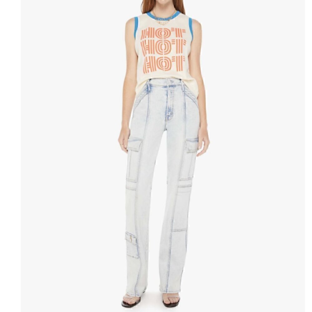 #1 NWT MOTHER Denim The Strong and Silent Tank in Hot Hot Hot